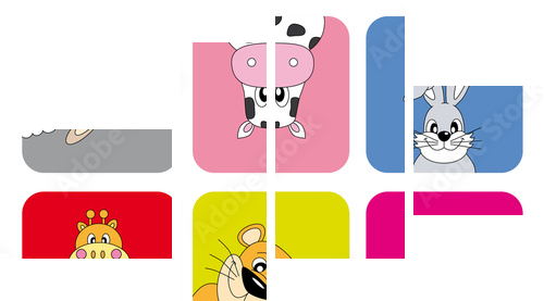animales divertidos - Vierteiliges Leinwandbild, Viertychon