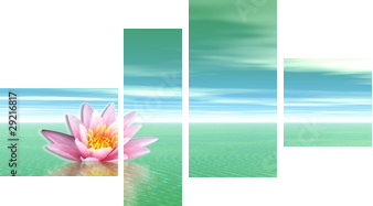 Lily flower in green ocean - Vierteiliges Leinwandbild, Viertychon