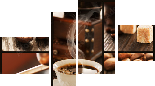 Kawa  - aromatyczny collage
 - Vierteiliges Leinwandbild, Viertychon