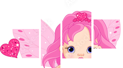 Cute little baby Love fairy - Vierteiliges Leinwandbild, Viertychon