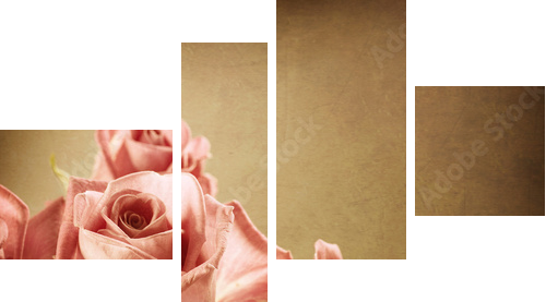 Beautiful Pink Roses Vintage Styled Sepia toned - Vierteiliges Leinwandbild, Viertychon