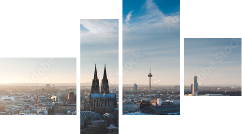 KÃ¶lner Dom und Stadtpanorama - Vierteiliges Leinwandbild, Viertychon