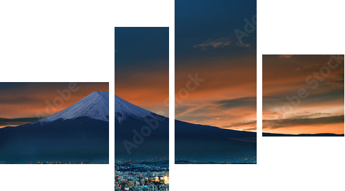 Surreal view of Yokohama city and Mt. Fuji - Vierteiliges Leinwandbild, Viertychon