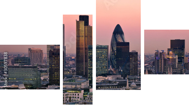 Londyn w kolorach zmierzchu
 - Vierteiliges Leinwandbild, Viertychon