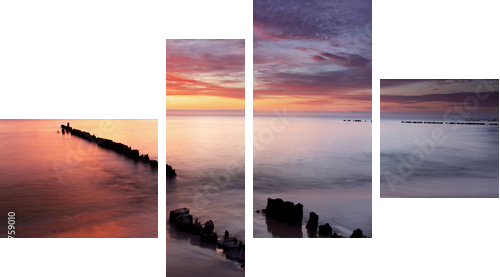 Sunrise on ocean - baltic - Vierteiliges Leinwandbild, Viertychon