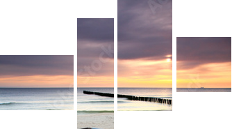 Boat on beautiful beach in sunrise - Vierteiliges Leinwandbild, Viertychon
