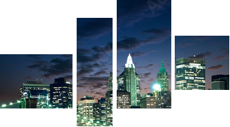 Amazing New York cityscape - taken after sunset - Vierteiliges Leinwandbild, Viertychon