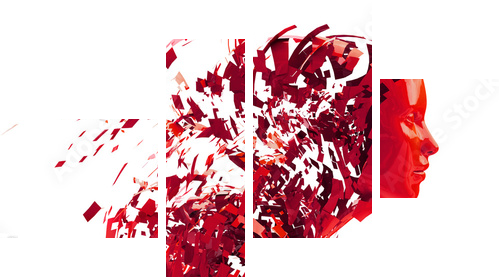 abstract character shattered into pieces - Vierteiliges Leinwandbild, Viertychon