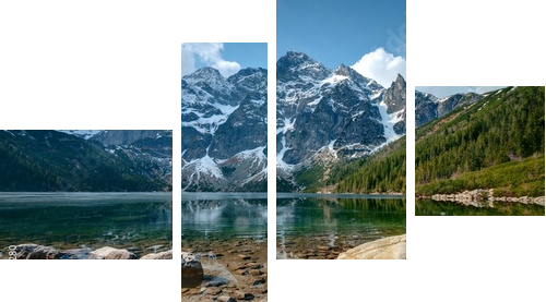 Polish Tatra mountains Morskie Oko lake - Vierteiliges Leinwandbild, Viertychon