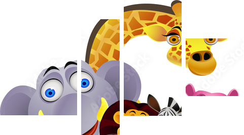 Animal cartoon - Vierteiliges Leinwandbild, Viertychon