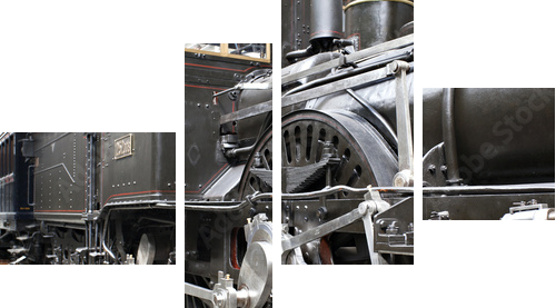 Detail of old steam locomotive - Vierteiliges Leinwandbild, Viertychon