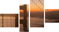 Golden Gate o świcie
 - Vierteiliges Leinwandbild, Viertychon