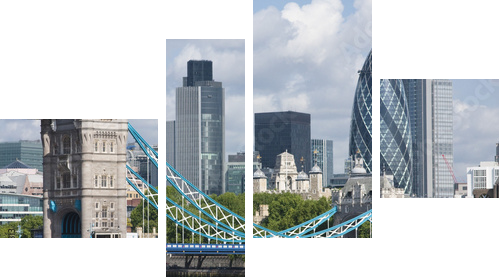 Tower Bridge and the Gherkin - Vierteiliges Leinwandbild, Viertychon