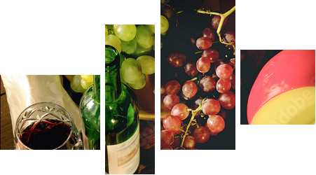 wine and cheese - Vierteiliges Leinwandbild, Viertychon