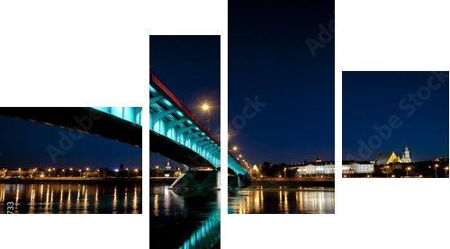 Panorama of Warsaw city by night - Vierteiliges Leinwandbild, Viertychon
