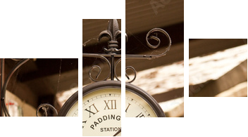 Railway clock - Vierteiliges Leinwandbild, Viertychon