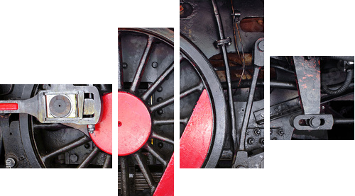 Locomotive Wheel - Vierteiliges Leinwandbild, Viertychon