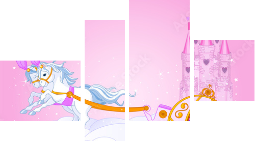 Sky carriage illustration - Vierteiliges Leinwandbild, Viertychon