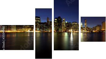 panorama Manhattanu o zmierzchu
 - Vierteiliges Leinwandbild, Viertychon