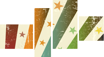 retro multicolor grunge flag - Vierteiliges Leinwandbild, Viertychon
