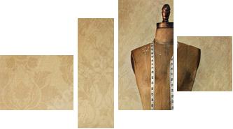 Antique dress form and chair with vintage feeling - Vierteiliges Leinwandbild, Viertychon