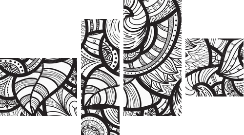 vector seamless ethnic doodle pattern - Vierteiliges Leinwandbild, Viertychon