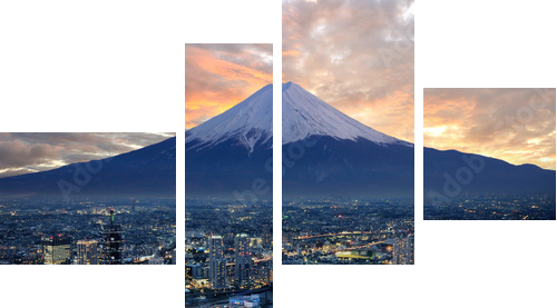 Surreal view of Yokohama city and Mt Fuji - Vierteiliges Leinwandbild, Viertychon