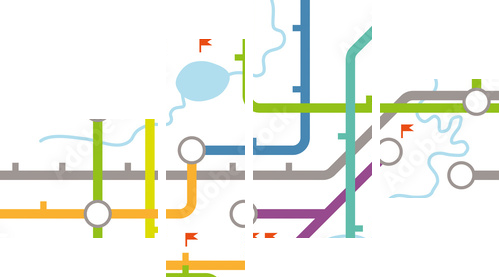 Subway map texture - Vierteiliges Leinwandbild, Viertychon
