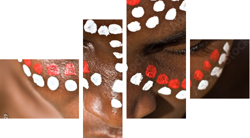 Tribal face - Vierteiliges Leinwandbild, Viertychon
