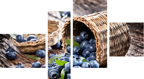 Blueberries have dropped from the basket - Vierteiliges Leinwandbild, Viertychon