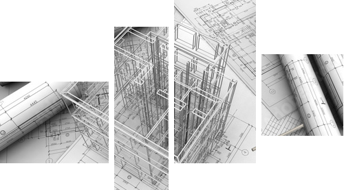 plan drawing - Vierteiliges Leinwandbild, Viertychon