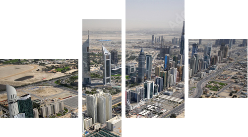Sheikh Zayed Road In The UAE, Littered With Landmarks & Towers - Vierteiliges Leinwandbild, Viertychon