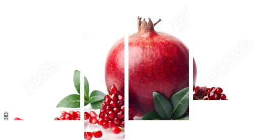 pomegranate isolated on the white background - Vierteiliges Leinwandbild, Viertychon