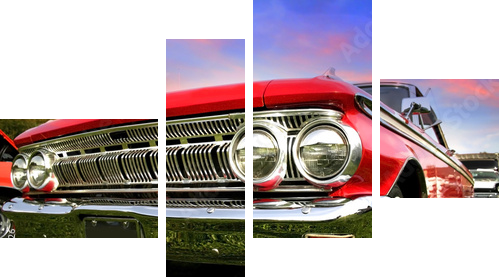 Red Muscle Car - Vierteiliges Leinwandbild, Viertychon