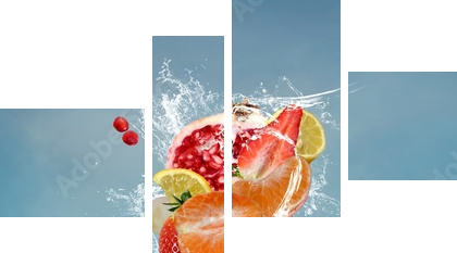 Mixed fresh fruits - Vierteiliges Leinwandbild, Viertychon