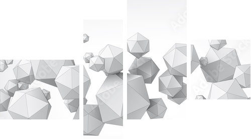 Composition of icosahedron for graphic design - Vierteiliges Leinwandbild, Viertychon