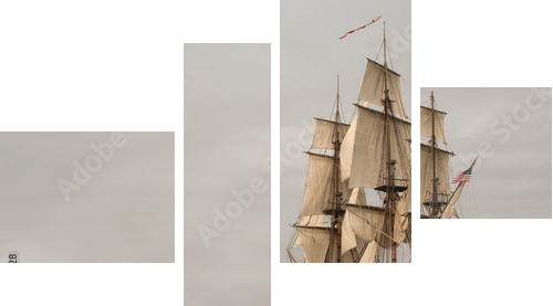 Vintage Frigate sailing into a fog bank - Vierteiliges Leinwandbild, Viertychon