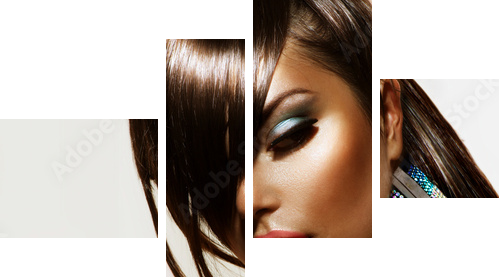 Fashion Beauty Girl. Stylish Haircut and Makeup  - Vierteiliges Leinwandbild, Viertychon
