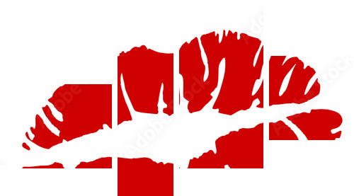Lippen  - Vierteiliges Leinwandbild, Viertychon