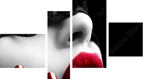 Beautiful Woman with Black Lace mask over her Eyes  - Vierteiliges Leinwandbild, Viertychon