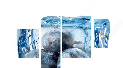 Ice cube and blueberry - Vierteiliges Leinwandbild, Viertychon