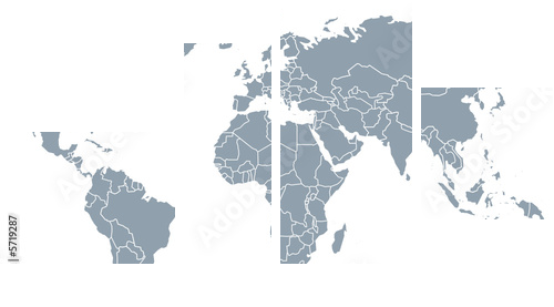 weltkarte, world map - Vierteiliges Leinwandbild, Viertychon