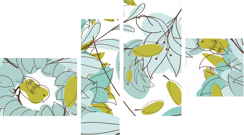 Seamless floral pattern - Vierteiliges Leinwandbild, Viertychon