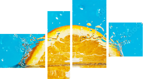 orange with splashes - Vierteiliges Leinwandbild, Viertychon