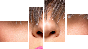  Closeup Beautiful female lips with pink  lipstick  - Vierteiliges Leinwandbild, Viertychon