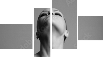 nude elegant girl with the gloves Studio fashion photo - Vierteiliges Leinwandbild, Viertychon