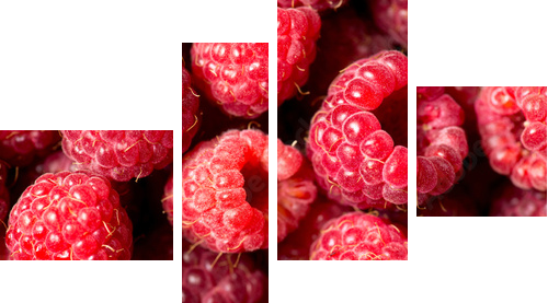 Raspberry fruit background - Vierteiliges Leinwandbild, Viertychon