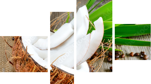 fresh coconut sliced - Vierteiliges Leinwandbild, Viertychon