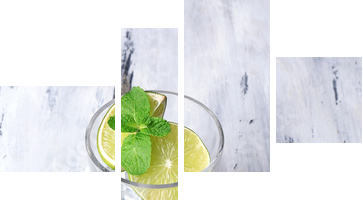 Ingredients for lemonade on wooden table - Vierteiliges Leinwandbild, Viertychon