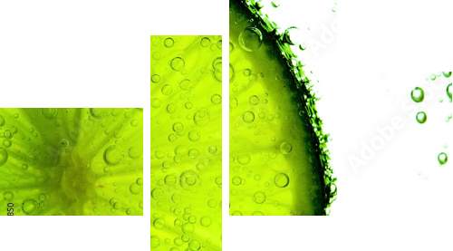 lime with bubbles isolated on white - Vierteiliges Leinwandbild, Viertychon